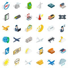 Crossroad icons set, isometric style