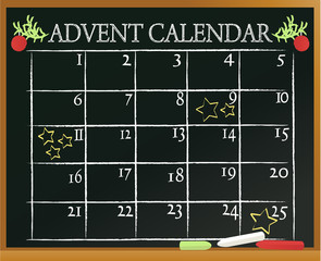 Christmas blackboard with Advent calendar
