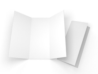Leaflet white template paper. 3D rendering