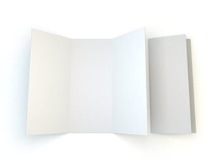 Leaflet white template paper. 3D rendering