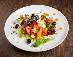 Traditional greek salad with fresh vegetables