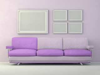 Interior poster mockup in livingroom. 3D rendering