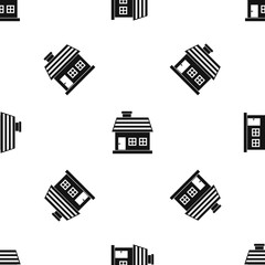 Fototapeta premium One-storey house pattern seamless black