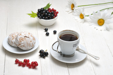 Morning coffee on a wooden table