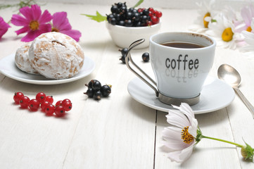 Morning coffee on a wooden table