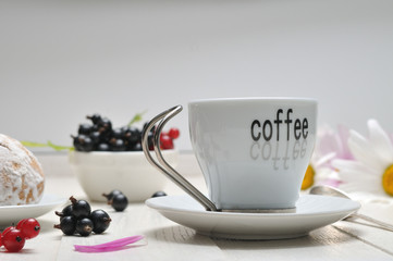 Morning coffee on a wooden table