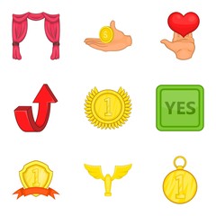 Bounty icons set, cartoon style