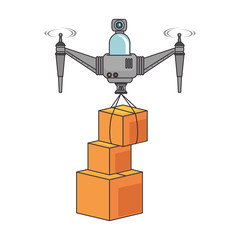 drone flying technology with boxes