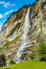 Fototapeta na wymiar Staubbach waterfall in Lauterbrunnen Switzerland