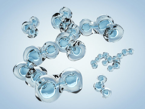 Molecule of Water. Structure. 3D rendering