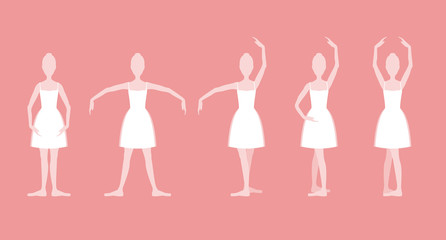 Cartoon Five Basic Ballet Positions Set. Vector © bigmouse108
