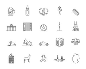 Symbol of Germany Thin Line Icon Set. Vector
