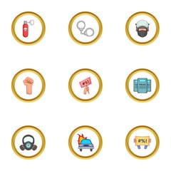 Revolution icons set, cartoon style