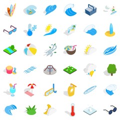 Cloud icons set, isometric style