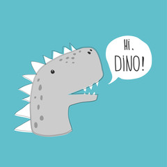 cute dinosaur head drawing for baby fashion, kids textile prints cute illustration