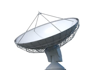 3D rendered illustration of satellite dish or radio antenna. Isolated on white background. - obrazy, fototapety, plakaty