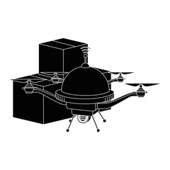 drone flying technology with boxes