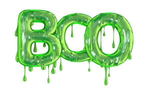 Boo word made from green dripping slime halloween letters 