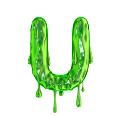 Green dripping slime halloween capital letter U