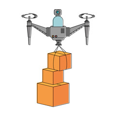 drone flying technology with boxes