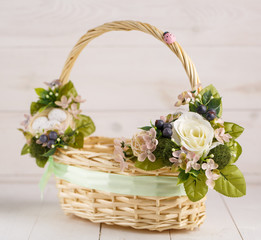 Fototapeta na wymiar Easter basket decorated