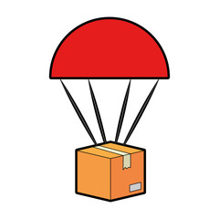 parachute with box carton packing icon