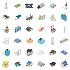 Field icons set, isometric style