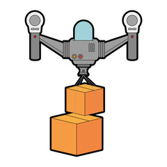 drone flying technology with boxes