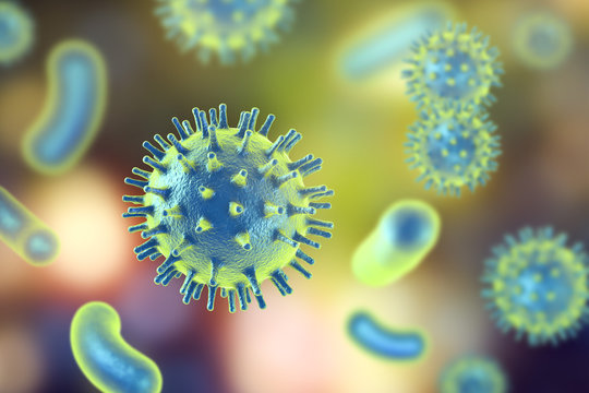 Human pathogenic viruses and bacteria, 3d illustration