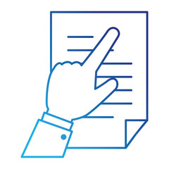 hand human with document paper isolated icon