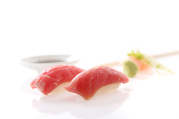 Tuna sushi isolated in white background