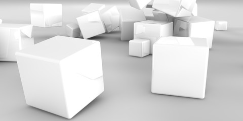 3d illustration. Abstract cubes on a light background.