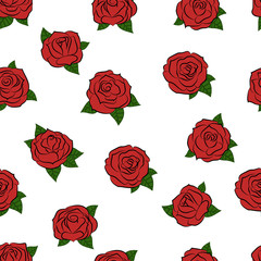 Hand drawn roses. Seamless pattern. Vector