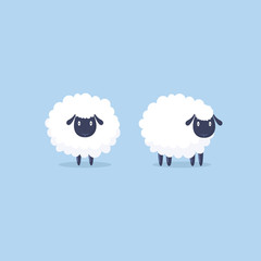 Sheep. Vector illustration. Funny cute sheep characters.