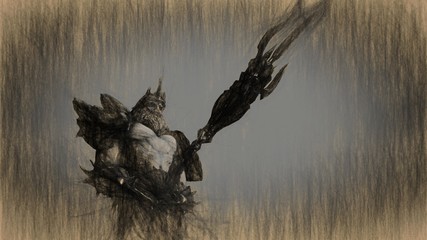 3d illustration of Neptune (Poseidon). © vitanovski