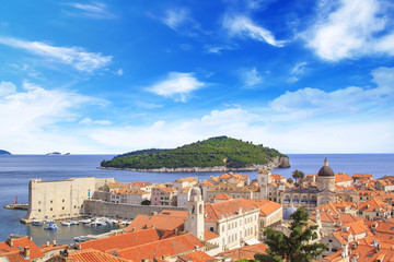 Beautiful view of the island of Lokrum near the historic city of Dubrovnik, Croatia on a sunny day. © marinadatsenko