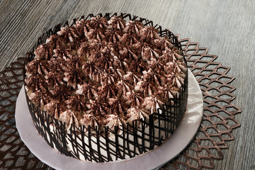 Tasty Chocolate cake with whipped cream