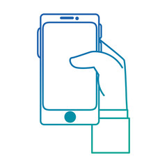 hand user with smartphone isolated icon