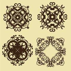  Vintage frames and scroll elements,Floral background design, luxury mandala