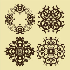 Vintage frames and scroll elements,Floral background design, luxury mandala