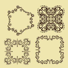  Vintage frames and scroll elements,Floral background design, luxury mandala