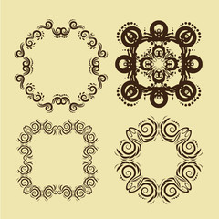  Vintage frames and scroll elements,Floral background design, luxury mandala