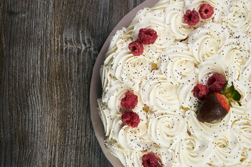 Christmas white cake with whipped cream