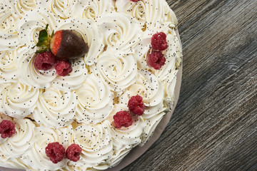 Christmas white cake with whipped cream
