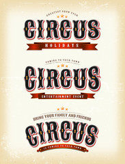 Circus Banners On Vintage background