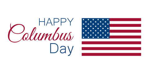 Columbus Day, the discoverer of America, usa flag and continent, holiday banner.  Vector illustration