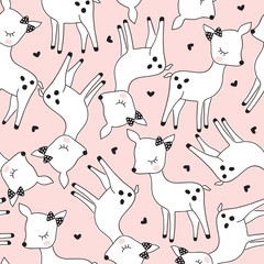 seamless cute deer pattern vector illustration