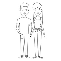 young couple standing avatars