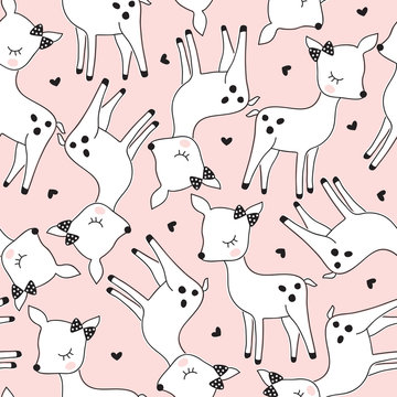 seamless cute deer pattern vector illustration