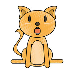 Surprised pet cat vector icon illustration graphic design